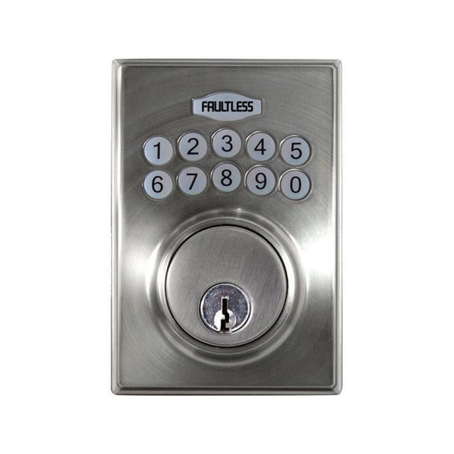 Faultless 5002082 Satin Nickel Metal Electronic Deadbolt with Single