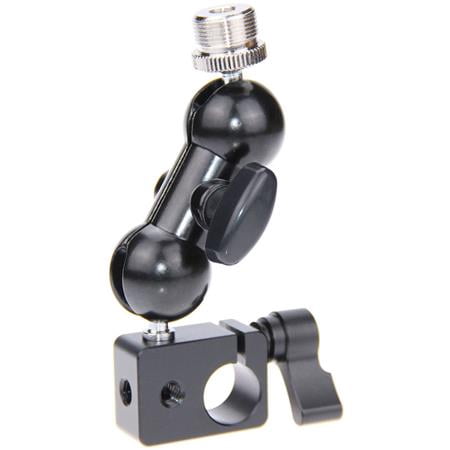 Image of Mini Ball Head Camera Mount with 15mm Rod Clamp for Microphone