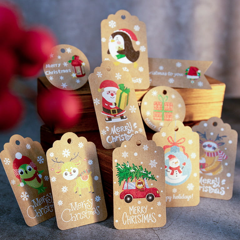 Merry Christmas Diy Kraft Tags Labels Gift Wrapping Paper - Temu