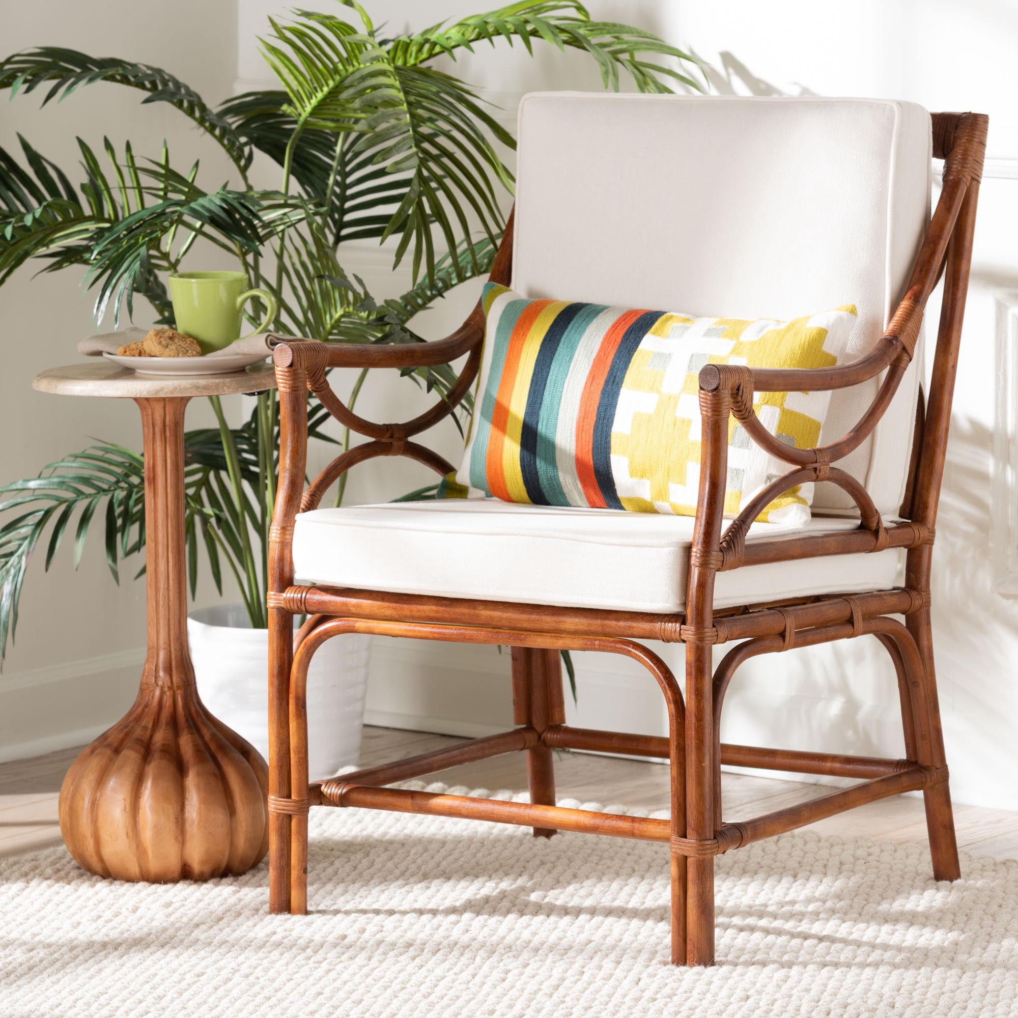 bali & pari Cleantha Boho Armchair, Marbled Tortoise Brown