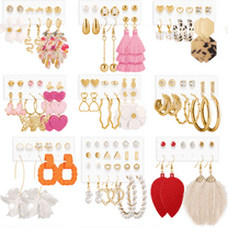 61Pairs Earrings Set for Women, Fashion Tassel Earrings Acrylic Hoop Stud Drop Dangle Earrings for Birthday Party, Assorted Styles and Colors
