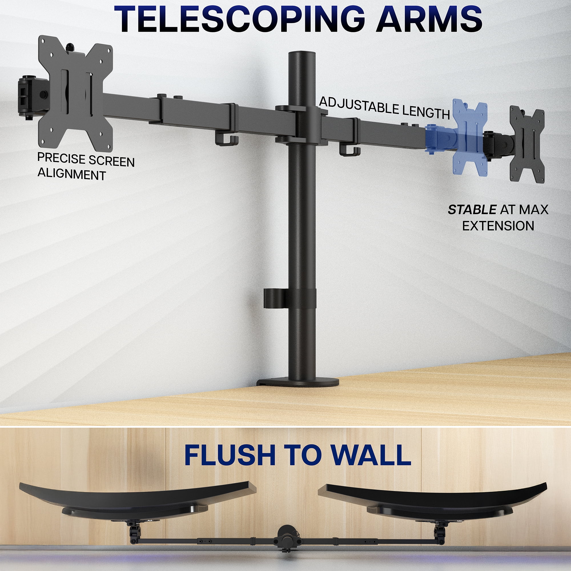 VIVO Telescoping Dual Ultrawide 27" to 38" Monitor Heavy Duty Desk Mount Stand