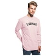 thumbnail image 2 of Daxton Retro Wyoming Arch Font Long Sleeves T Shirt Soft Medium Weight Cotton, Pink Tee Black Font, XS, 2 of 2