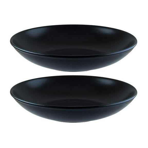 Notte dia.10" h:2" 44 oz. Round Black Porcelain Bowl (Set of 2)