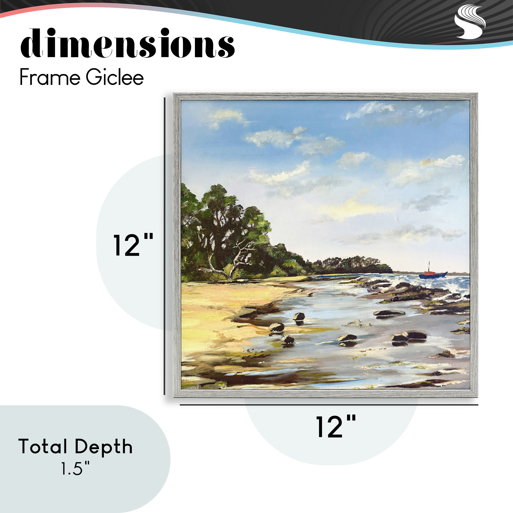 Low Tide Seascape Gray Framed Giclee Art, design by Patricia Reynolds