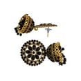 thumbnail image 3 of Crunchy Fashion Bollywood Jewellery Traditional Ethnic Bridal Bride Wedding Bridesmaid Gold Plated Meenakari Floral Black Jhumka Earrings With White Pearl For Women', 3 of 4