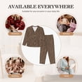 thumbnail image 7 of Fuzoiu Brown Leopard Print Women's Long-Sleeved Pajama,Lounge Button Down Nightwear,Womens Notch Collar Pajama Set-Large, 7 of 7