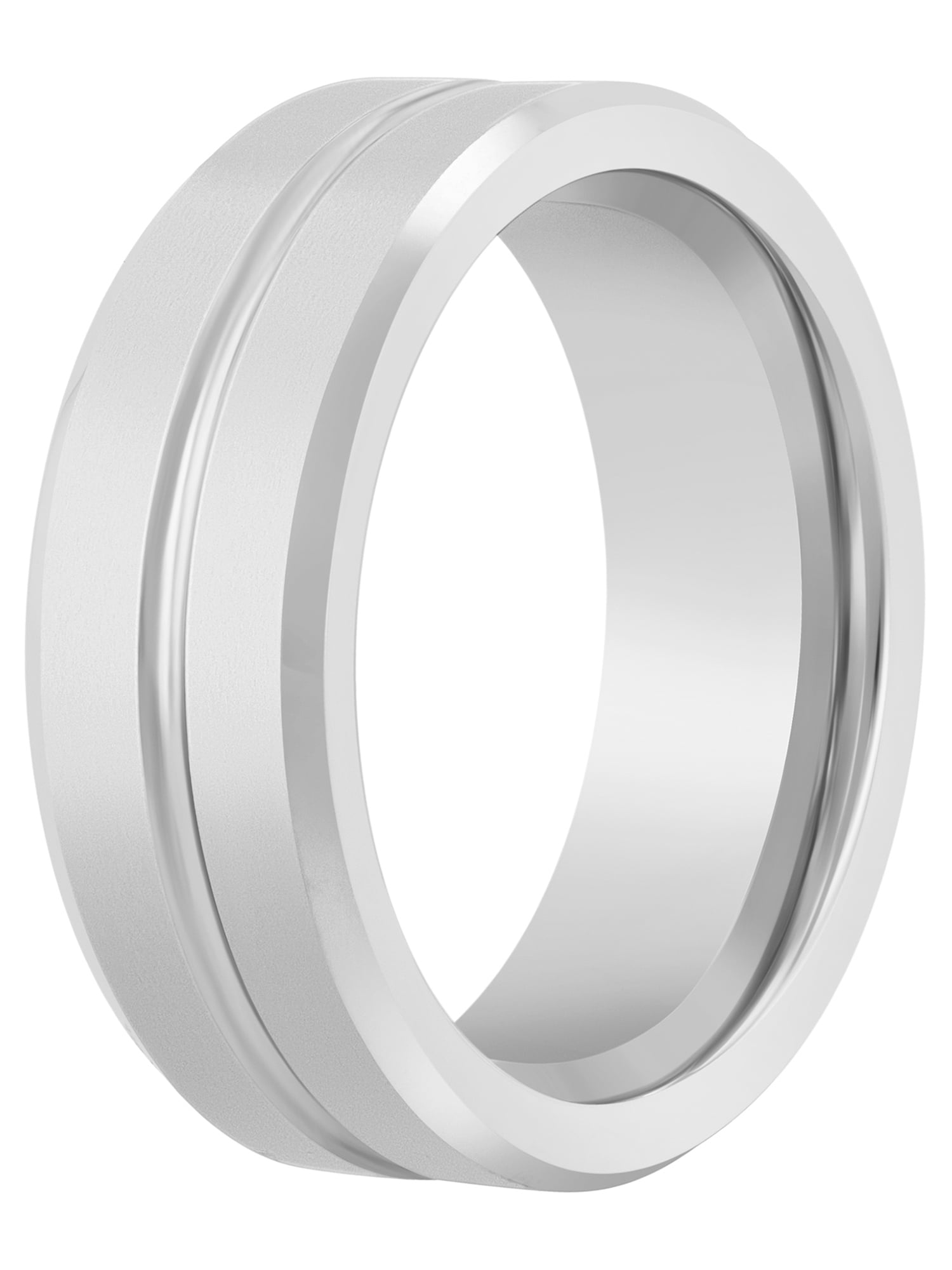 Men's Tungsten 8MM Grooved Comfort Fit Wedding Band by Brilliance Fine Jewelry - Mens Ring