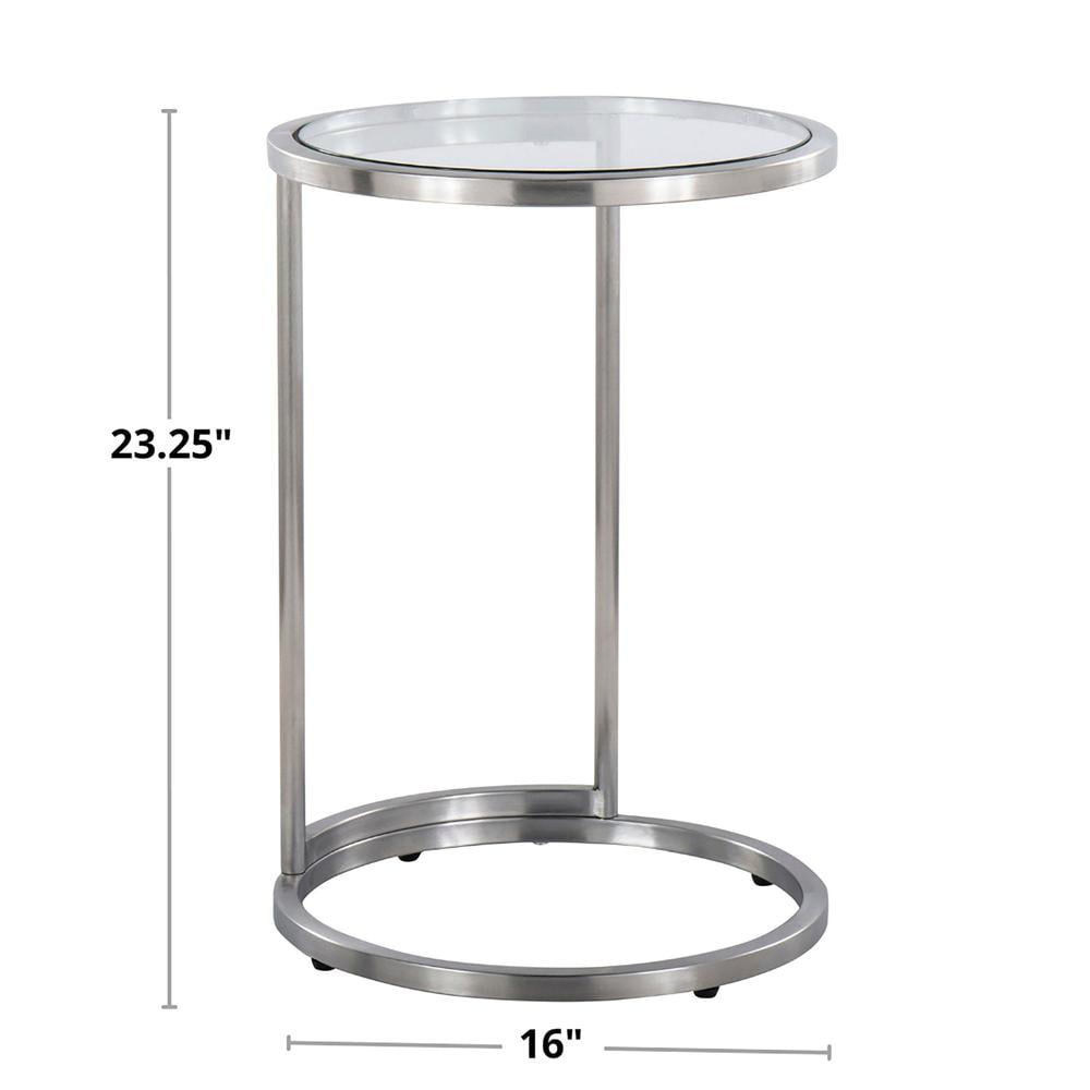 LumiSource Stainless Steel, Clear Glass Round Zenn End Table