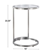 LumiSource Stainless Steel, Clear Glass Round Zenn End Table
