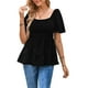 thumbnail image 1 of Top de manga corta para mujer Camisa de cintura elástica con dobladillo suelto Jacquard Top de moda, 1 of 8