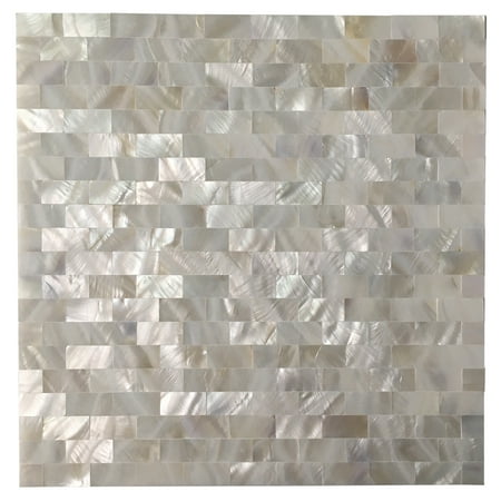 Tile Brick Pattern - 6-Tiles Peel and Stick Mother of Pearl Shell Tile for Kitchen Backsplash White Brick 12