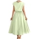 thumbnail image 4 of Puntoco Vestido Suelto De Verano De Color Sólido Con Cordones Vestido De Manga Corta Con Cuello Redondo Vestido De Cuello Redondo De Manga Corta Verde Menta M,Regalos Para Mujer Joven, 4 of 5