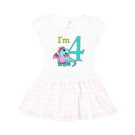 

Inktastic Blue and Pink Baby Dragon Fourth Birthday Gift Toddler Girl Dress