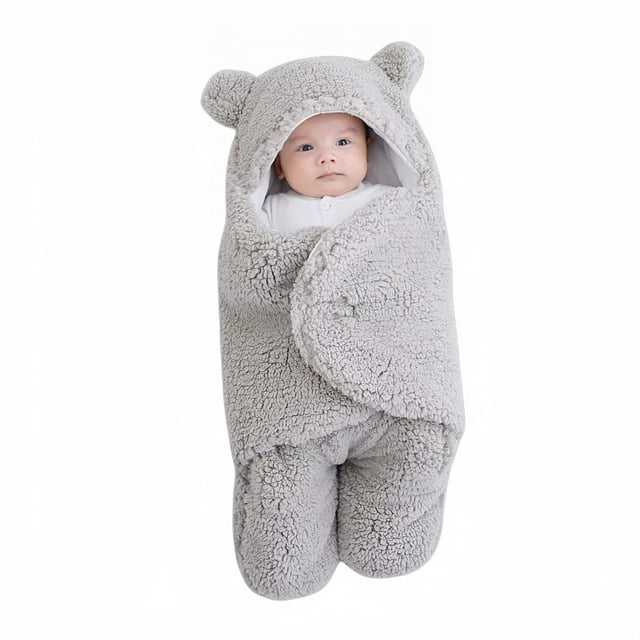 Swaddle Sleep Sack With Hooded Wrap Design Cozy Soft Material Winter Wear For Baby Sleeping