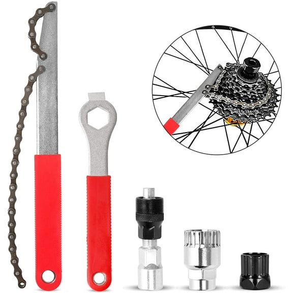 Bike Repair Tool Kit, Including Bike Crank Extractor with 16 mm Spanner / Wrench, Bicycle Flywheel Chain Sprocket Remover Tool, Cassette Lock Ring Removal Tool