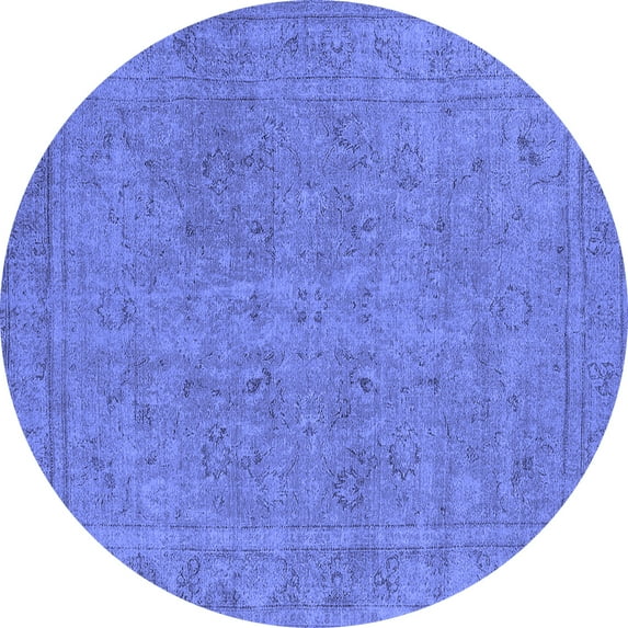 Ahgly Company Indoor Round Oriental Blue Industrial Area Rugs, 7' Round