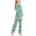 thumbnail image 6 of FORMRS Kids Pajama Set Fleece Long Sleeve Top Relaxed-Fit Pants Lounge Sleepwear, Sizes 3T-11Y, Green American Footballs, 6 of 7