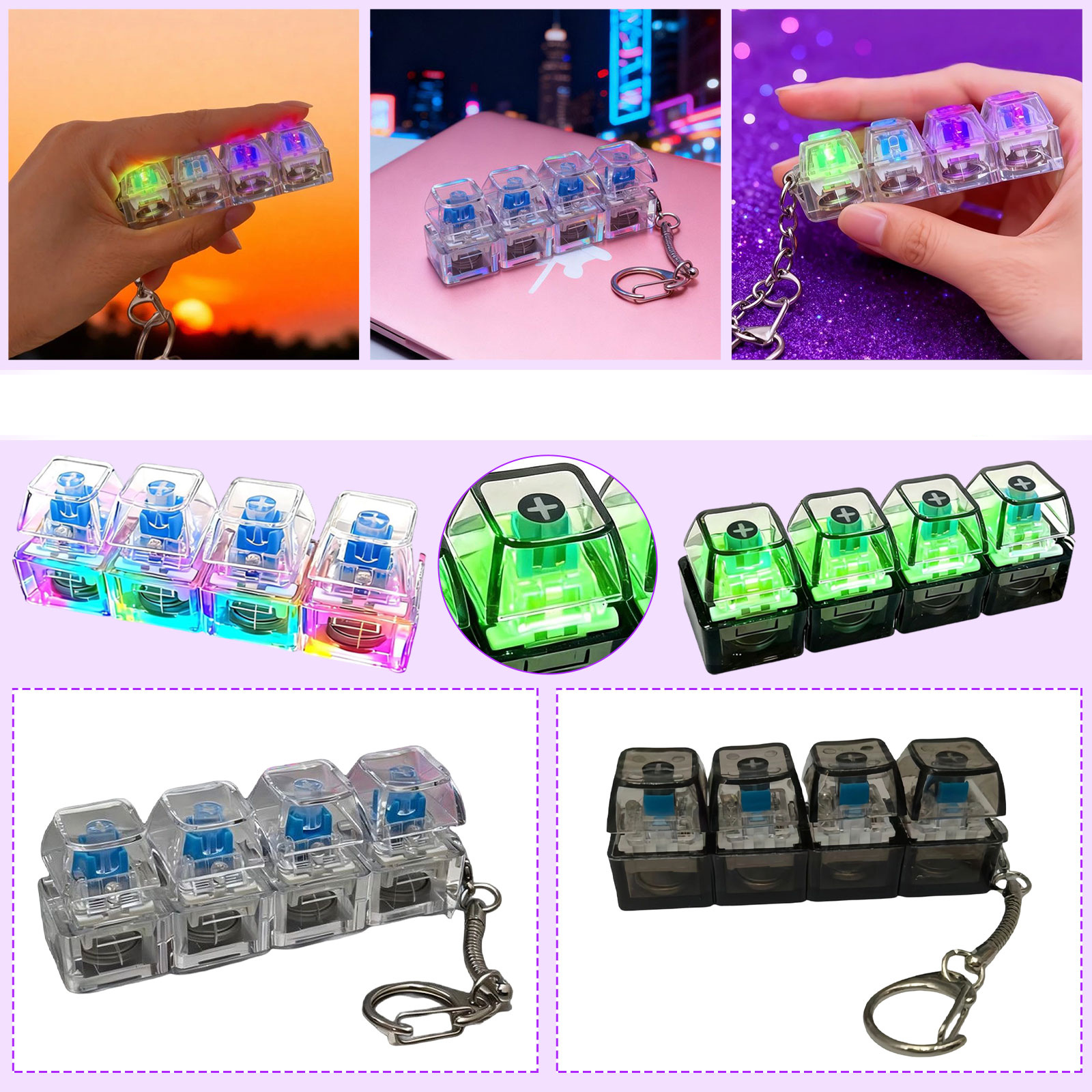 Keyboard Fidget Toy Lumineux – Jouet Sensoriel Clics Réalistes – Anti-Stress Portable – Cadeau Ado
