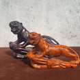 thumbnail image 2 of Rosewood carved tiger figurine, solid wood tiger zodiac animal craft, home office desk decoration., 2 of 3
