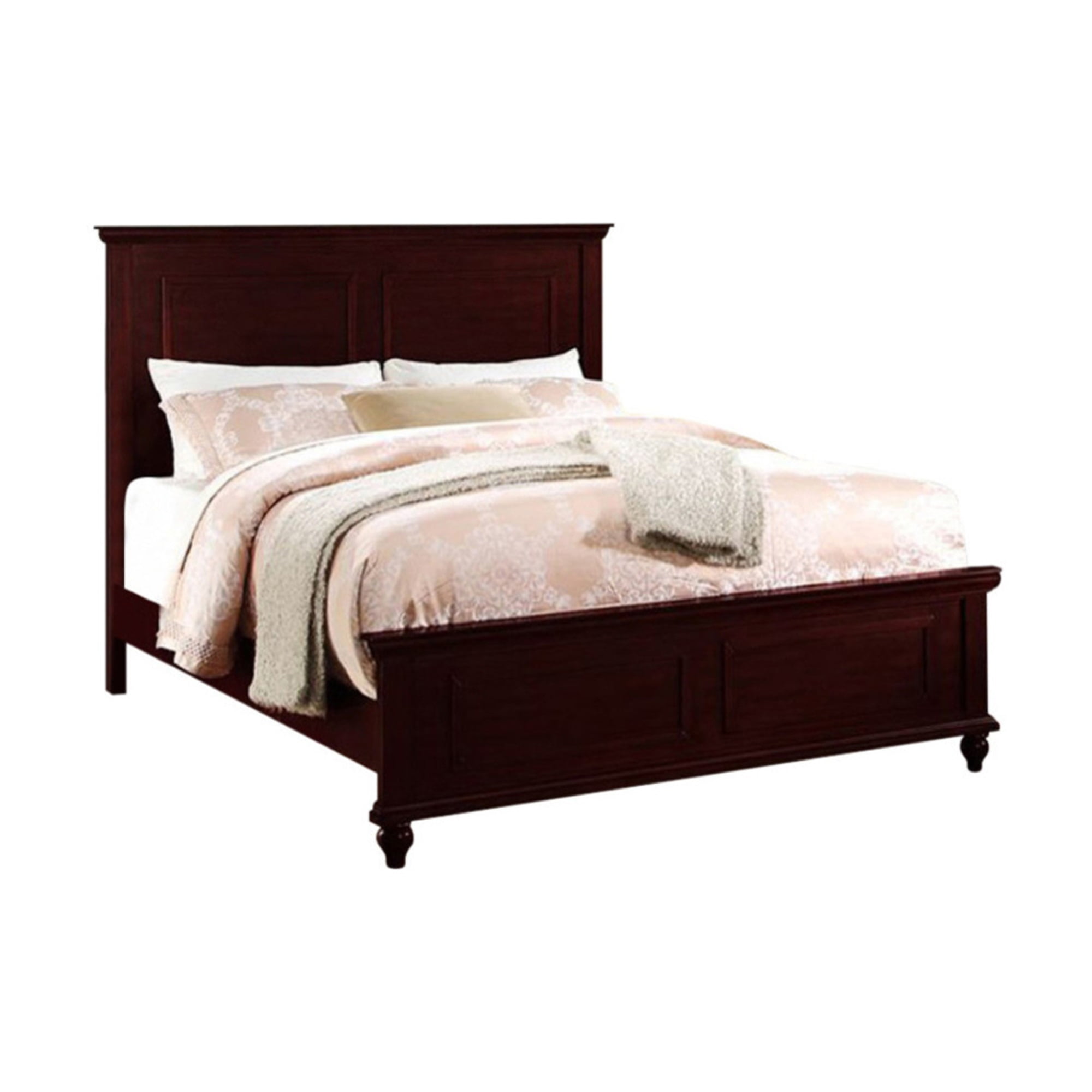 Exemplary Wooden Queen Bed, Dark Cherry