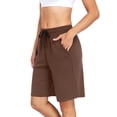 thumbnail image 2 of Cadmus Women's Casual Comfy 9" Bermuda Shorts Yoga Walking Running Drawstring Shorts with Pockets, 2 of 7