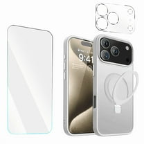 3-in-1 Entronix Bundle designed for iPhone 17 Pro Max, Magnetic Ring Case with Kickstand, Tempered Glass, Camera Lens
