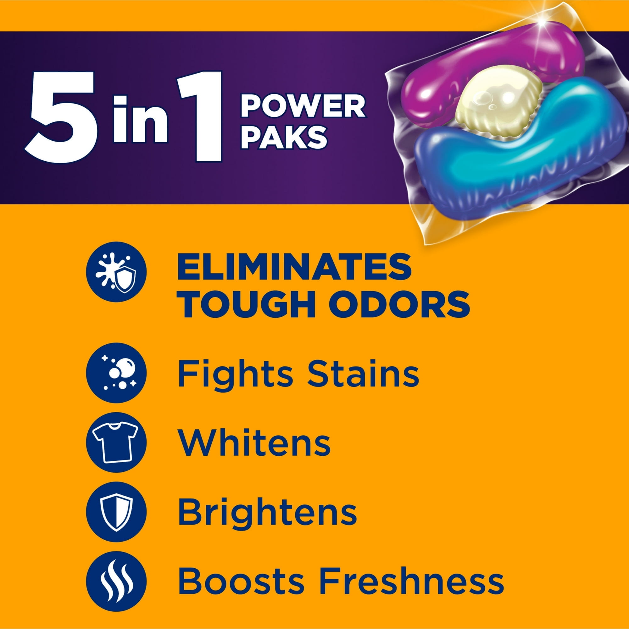 (2 Pack) ARM & HAMMER Plus OxiClean With Odor Blasters Laundry Detergent, 5-IN-1 Power Paks, 72 Ct