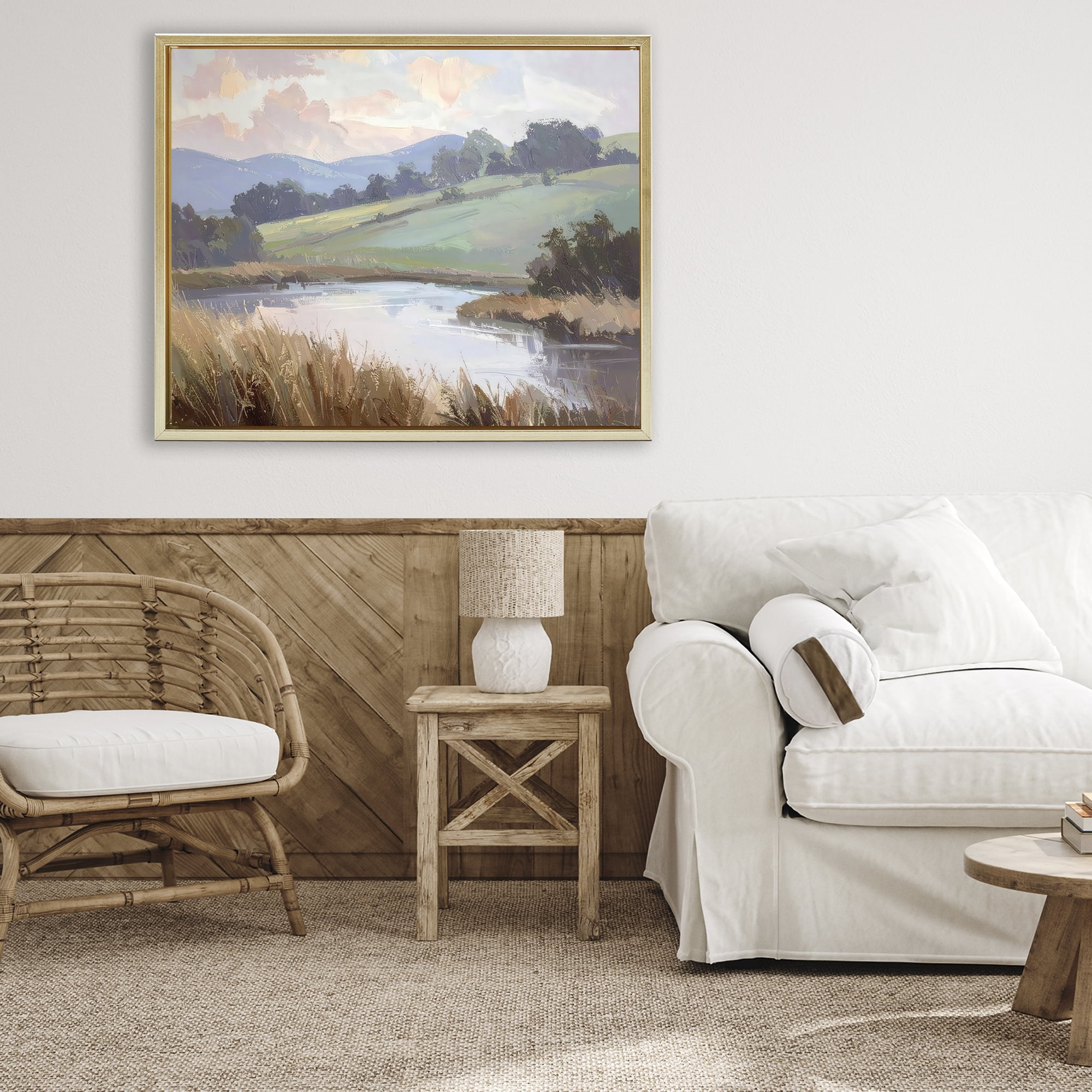 Stupell Industries Subtle Distant Mountains Gold Framed Floater Canvas Wall Art, design by Alonza Saunders