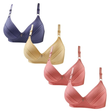 Gnurob Lace Bras for Womens Push Up Wireless Bralettes Breathable Brassiere 3 Pack Plus Size Bralette Comfort Adjustable Straps Bra Sports Wear Clearance Saving A04-Blue Medium