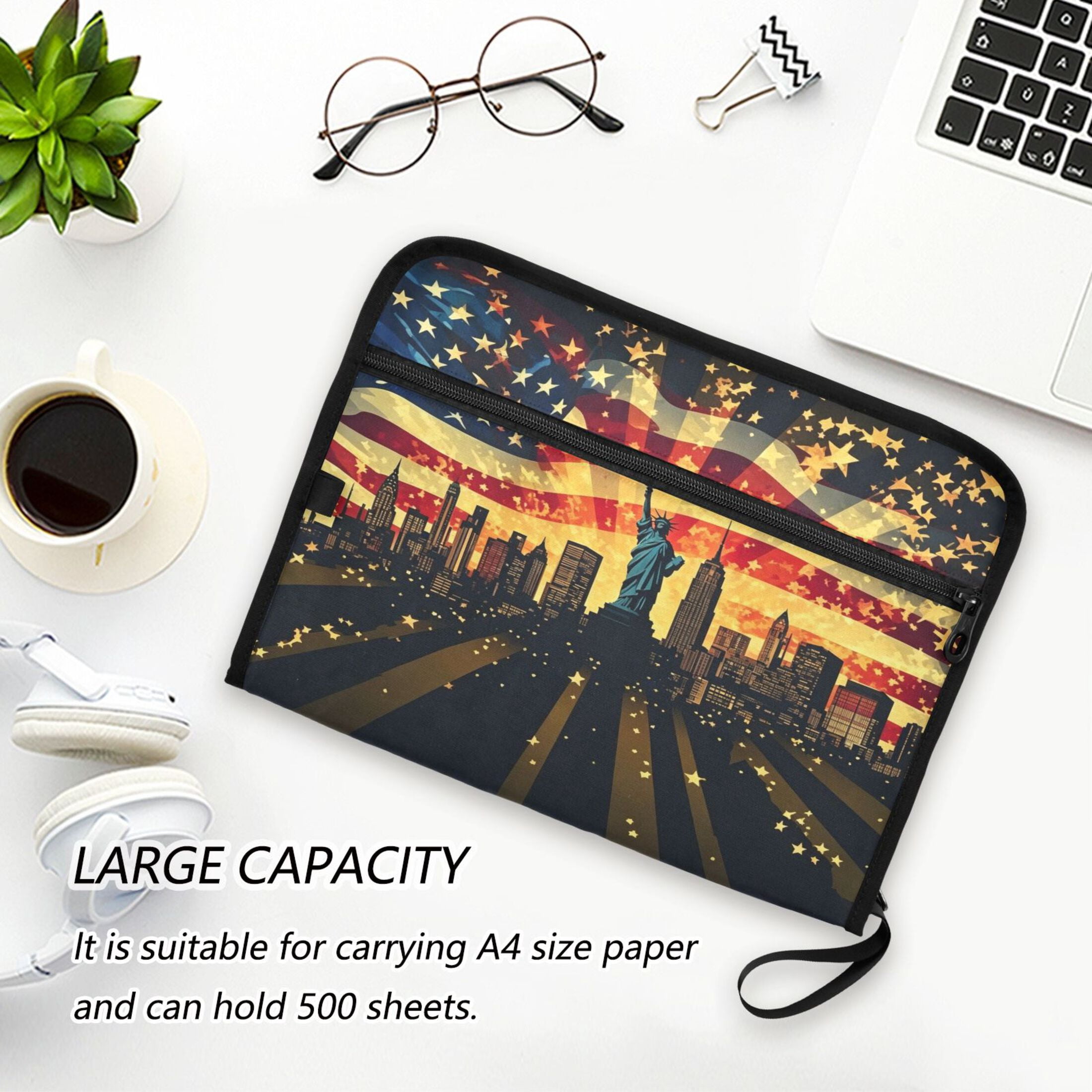 13-Pocket Expanding File Folder—Nylon Accordion File Organizer with Handwritten Labels, Liberty