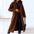 thumbnail image 4 of Bovemsi Trench Coats Women's Autumn And Winter Simple Double Breasted Long Sleeved Lapel Button Woolen Jacket Fall Winter Clothes L, 4 of 7