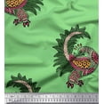 thumbnail image 1 of Soimoi Poly Georgette Fabric Peacock Block Print Fabric by Yard 42 Inch Wide, 1 of 4