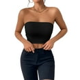thumbnail image 2 of Womens Tube Tops Strapless Crop Tops Basic Backless Sleeveless Bandeau Going Out Cute 2025 Summer Outfits Black S, 2 of 7