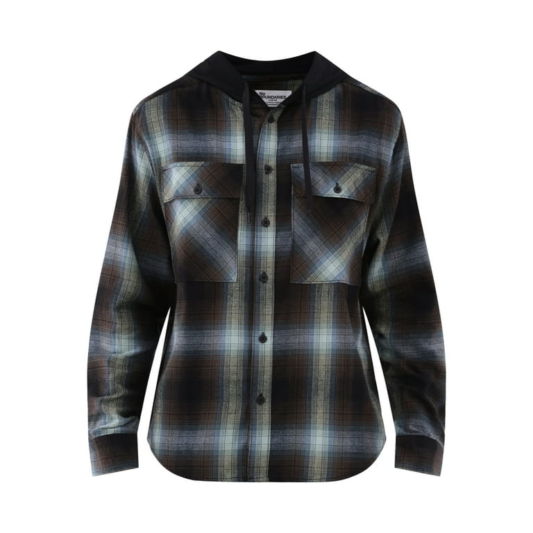 No Boundaries Men's & Big Men's Hooded Long Sleeve Flannel No Boundaries Men's & Big Men's Hooded Long Sleeve Flannel