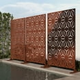 thumbnail image 3 of Lumibee Outdoor Privacy Screen with Stand for Patio Garden Metal Fence 005-Star Reddish Brown, 3 of 4
