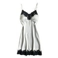 thumbnail image 2 of Clearance! Delayuji Crotchless Outfits Satin Sleepwear Women Ladies Nightwear Nightdress with Chest Pads Plus Size Silver Xxl, 2 of 3
