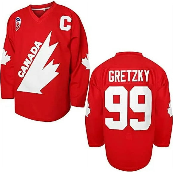 Gretzky Hockey Jersey 1991 Coupe de l'Équipe Canadienne de Hockey sur Glace Rouge Jersey pour Hommes Chandail de Sport Cousu Lettres Chiffres S-XXXL