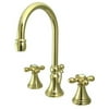 Kingston Brass 11.5 in. Governor Widespread Bathroom Faucet with Brass Pop-Up, Polished Brass