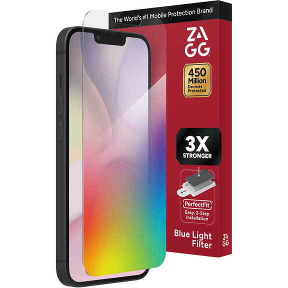 ZAGG InvisibleShield Glass Screen Protector with Blue Light Filter for Apple iPhone 17e/16e/14/13 Pro & 13 with PerfectFit™ Installation, 3x Stronger Glass, Impact & Scratch Protection