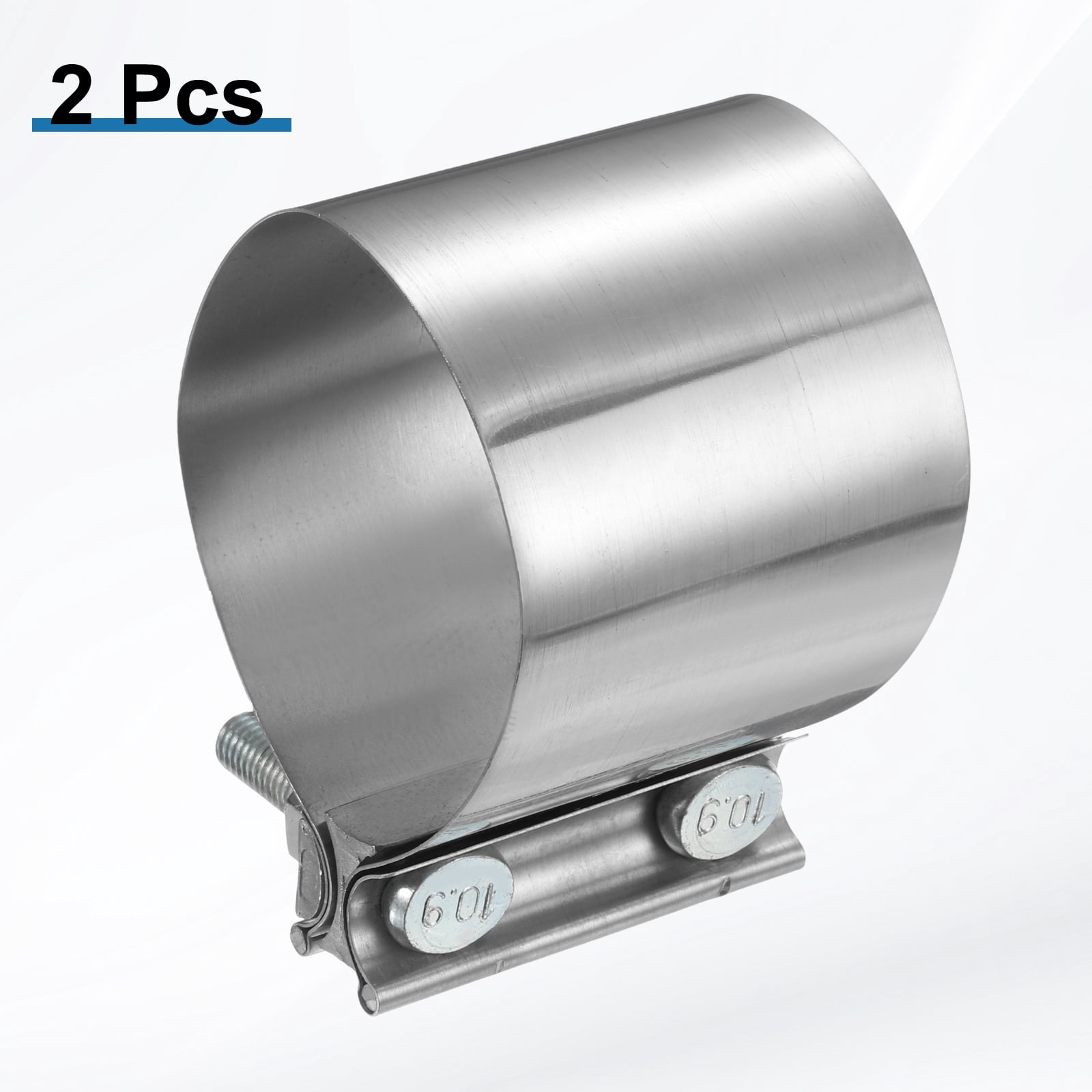 2pcs Exhaust Clamp 3.4-3.5" Stainless Steel Lap Joint Band Clamp Exhaust Pipes Connection with M10 Screws for Car Muffler Elbow Pipes
