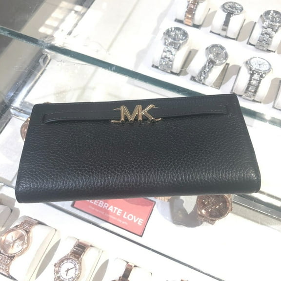 Michael Kors Reed Women's Large Snap Leather Wallet Style #35S3G6RE3L Black NWT