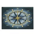 thumbnail image 1 of Compass Cutting Board, Navigation Theme Compass with Windrose and Helm on a Wavy Backdrop Maritime, Decorative Tempered Glass Cutting and Serving Board, Large Size, Yellow Navy Blue, by Ambesonne, 1 of 1