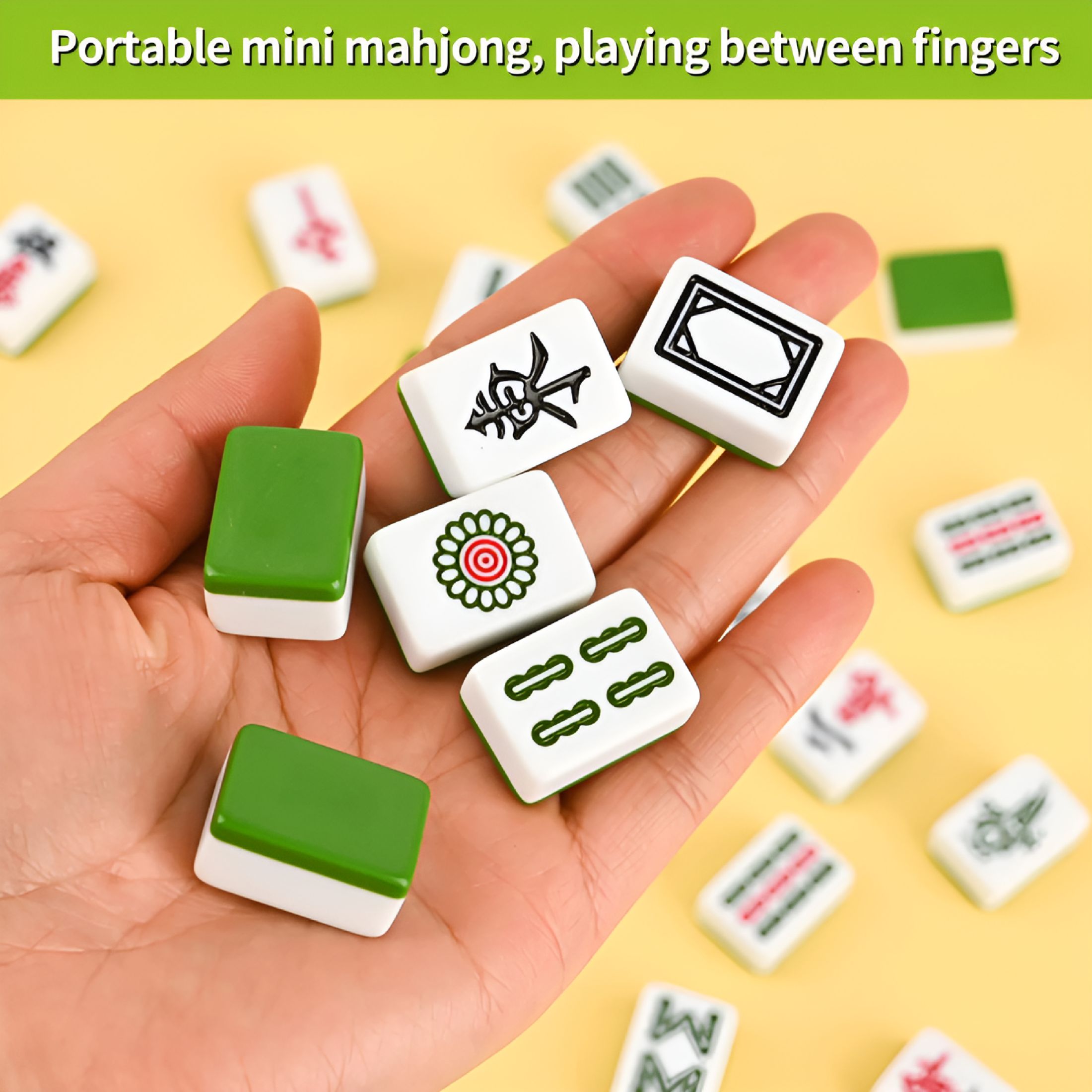 BESTSKY 2026 New Traditional Mini Chinese Mahjong Game Set 144 Tiles,With Portable Handbag,Tile Size-2.4 * 1.5 * 1.1 Cm(1.0 * 0.6 * 0.5 Inches)