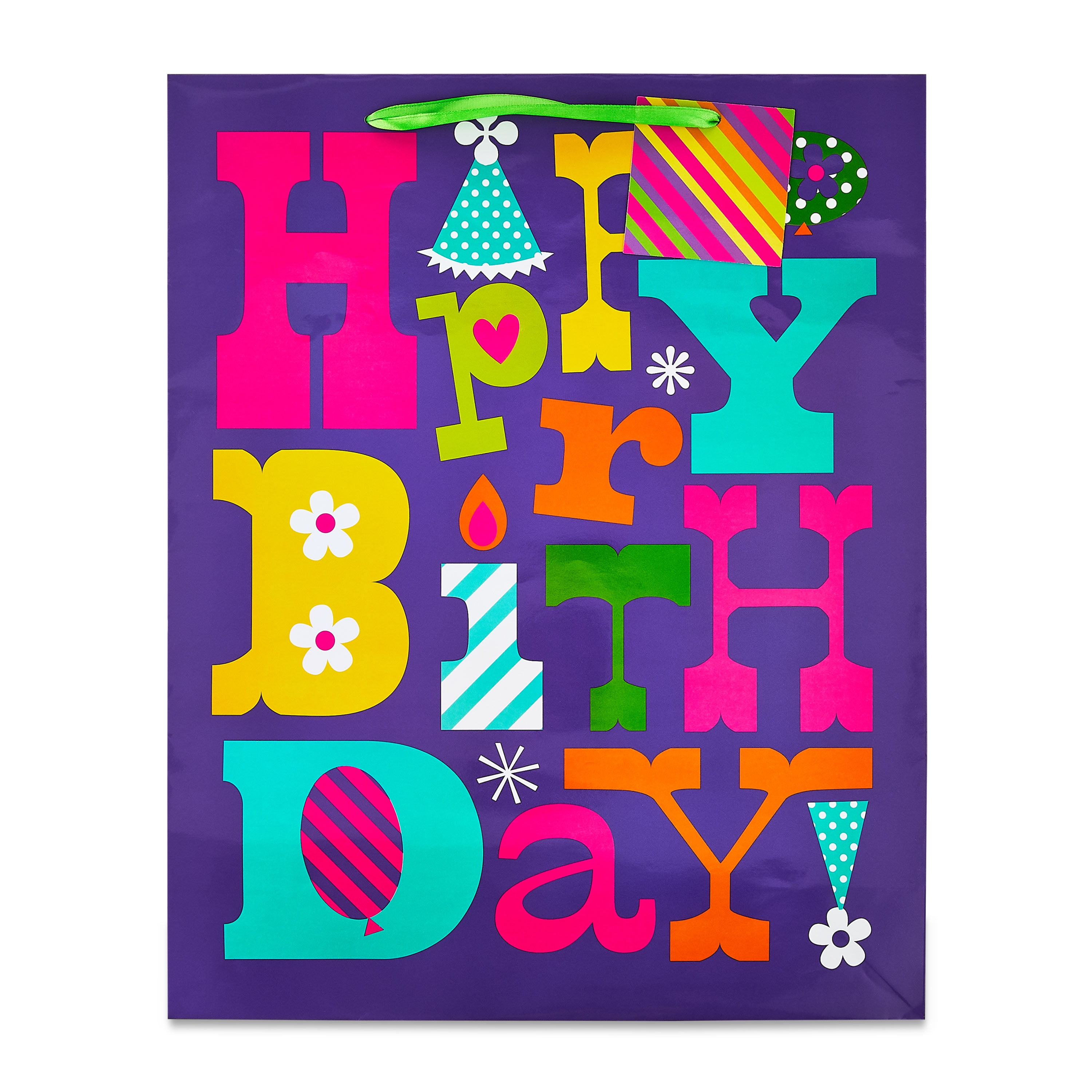 (6 pack) Multicolor Happy Birthday Paper Gift Bag, 14.5" x 18", by Way To Celebrate