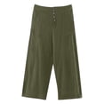 thumbnail image 3 of Pantalones Anchos Pantalones anchos de mujer Pantalones casuales de algodón sueltos con bolsillos (Verde militar S) Ygjytge para Mujer ejercito verde T L, 3 of 9