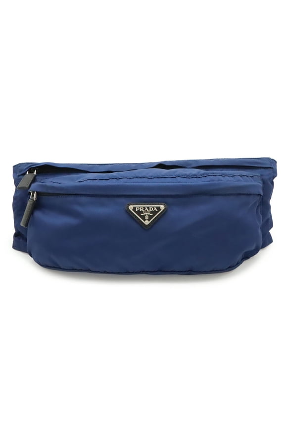 Pre-Owned PRADA Triangle Bag, Body Waist Pouch, Hip Nylon, Blue, Black, 2VL132