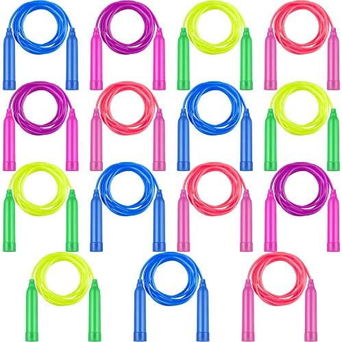 WLIKKS 15 Pack Colorful Kids Jump Rope Set Adjustable Plastic Kids Jump Rope Skipping Rope Outdoor Jump Ropes Great Party Favor
