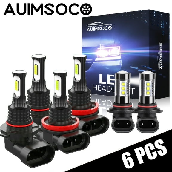 For Ram 5500 2011 2012 2013 2014 2015-2018 9005/HB3 H11 H10 Bulbs LED Headlights Combo 6-Pack 6000k 8000 Lumens High Low Beam Fog Lights Kits Super White Halogen Replacement 50000 Hours Lifespan