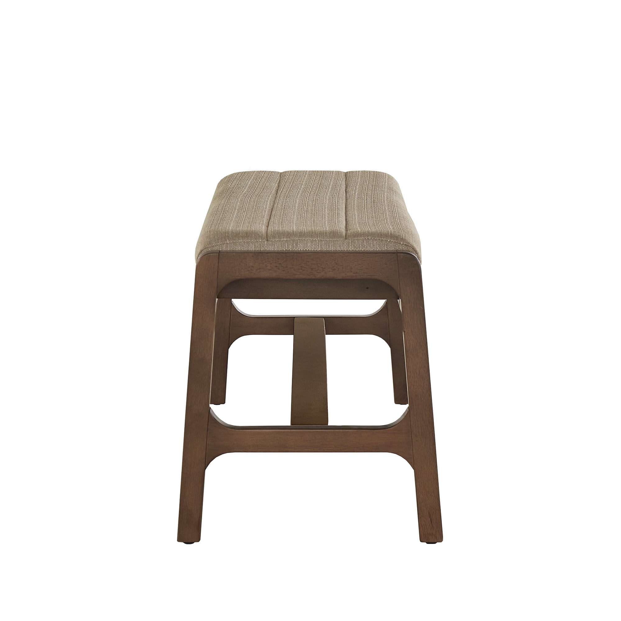 Weston Home Skovde Modern Walnut Finish Bench, Beige Fabric